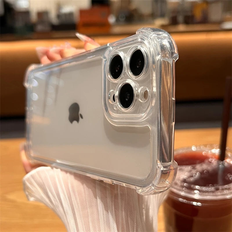 Shockproof Transparent Case For iPhone 15 14 13 12 11 Pro Max X Xs XR Max 7 8 Plus Bumper Cases Cover